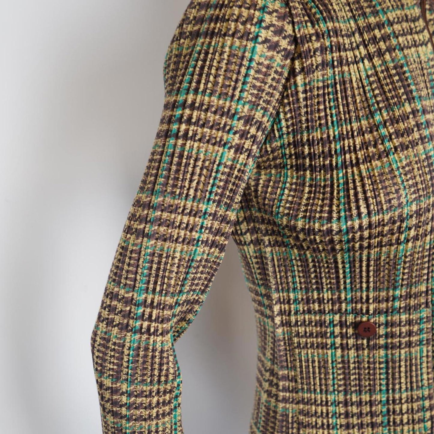 Checked Issey Miyake Pleats Please zip up jacket