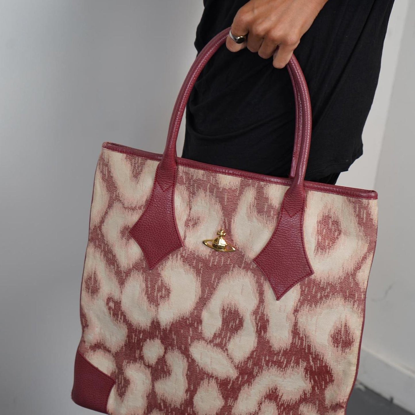 Vivienne Westwood leopard print pink square bag