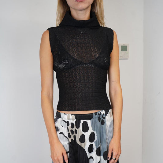 Issey Miyake roll neck sleeveless blouse