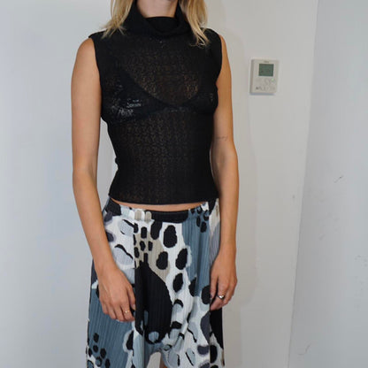 Issey Miyake roll neck sleeveless blouse