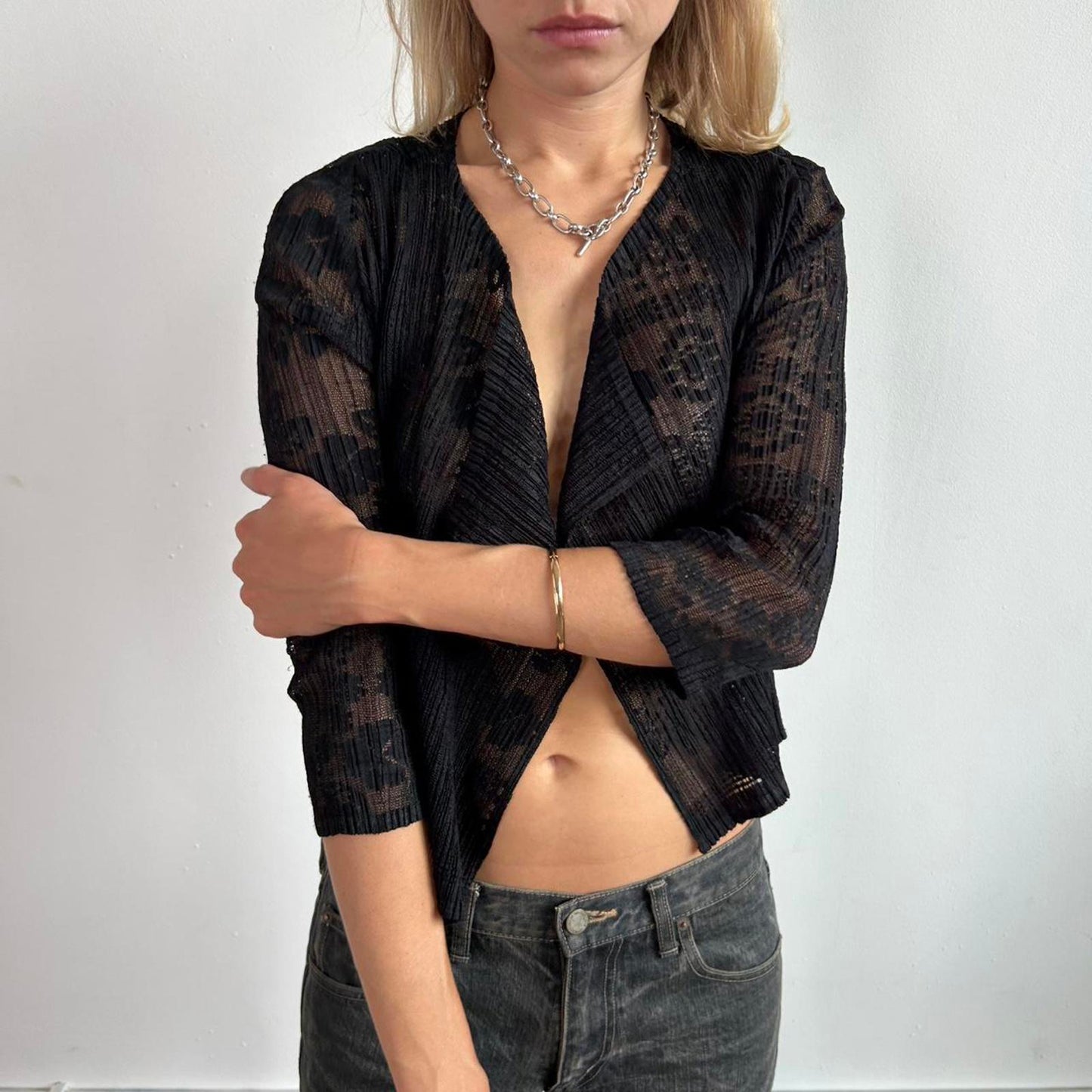 Issey Miyake Patterned Cardigan in Black