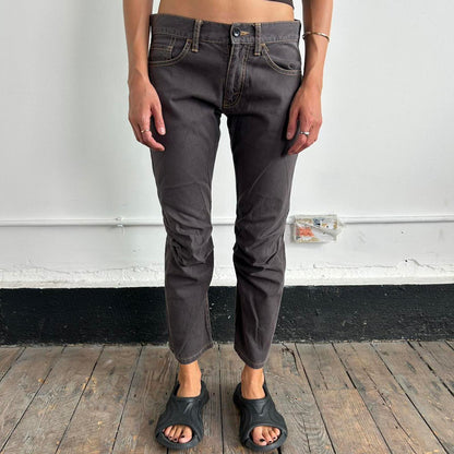 AD2004 Comme Des Garçons Man line trousers with knee crinkle details