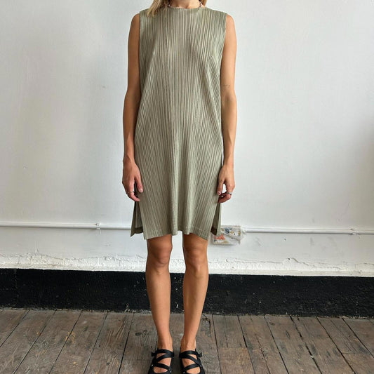 Khaki Issey Miyake Pleats Please dress