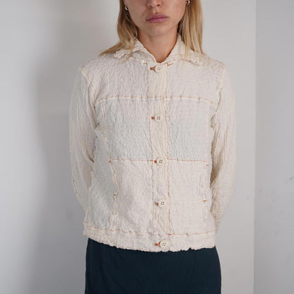 Issey Miyake Me Crinkled White Button up blouse/jacket