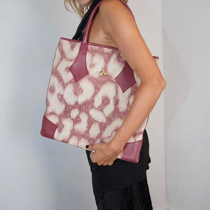 Vivienne Westwood leopard print pink square bag