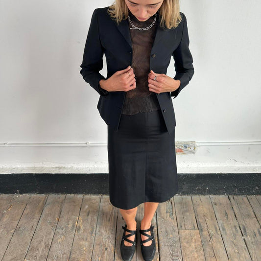 Black Vintage Prada 1990s Two Piece Suit
