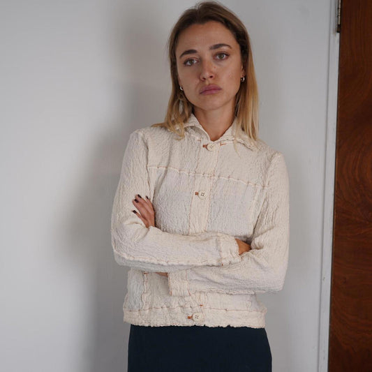 Issey Miyake Me Crinkled White Button up blouse/jacket