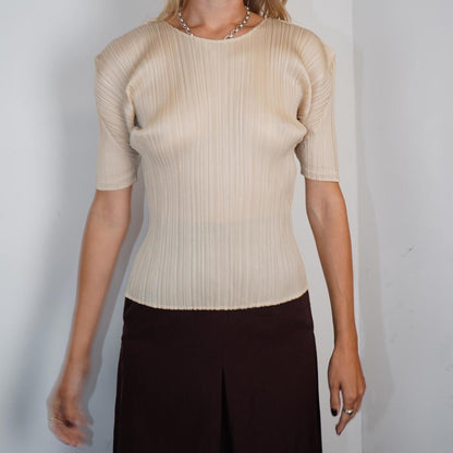 Issey Miyake Pleats Please beige t-shirt