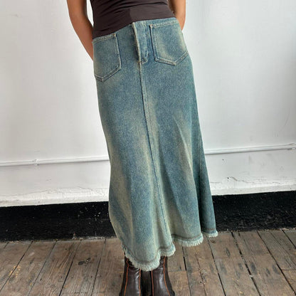 Vintage Comme Des Garçons x Junya Watanabe denim maxi skirt - AD2001