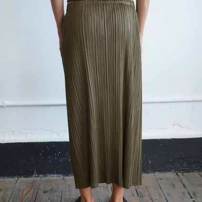 Khaki Issey Miyake Pleats Please maxi skirt