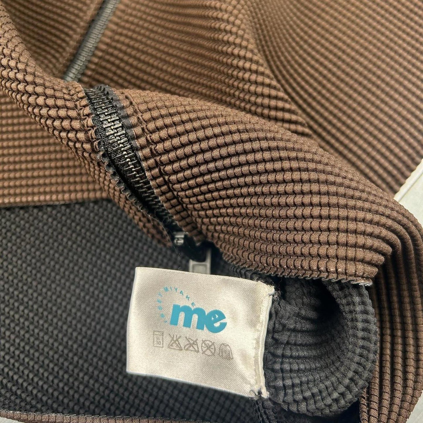 Brown Issey Miyake Me full zip jacket