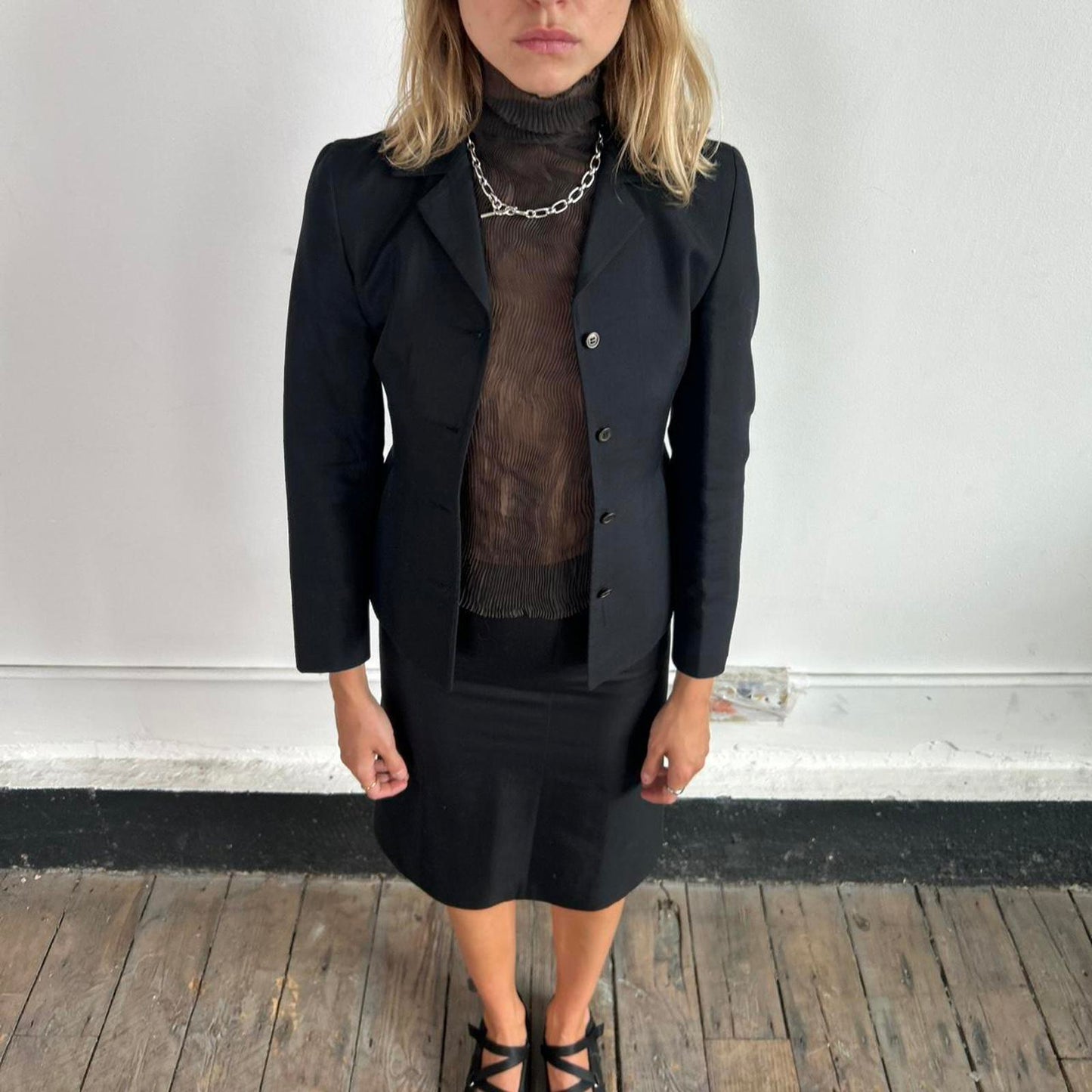 Black Vintage Prada 1990s Two Piece Suit