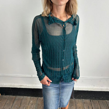 Turquoise Issey Miyake Me Collared Long Sleeve