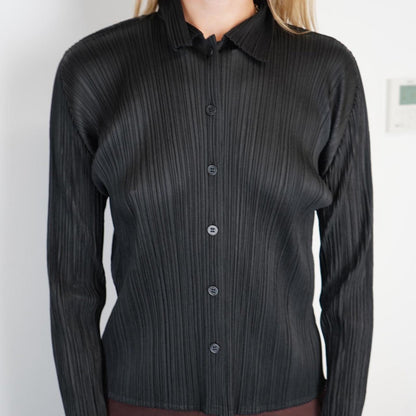 Black Issey Miyake Pleats Please button up jacket