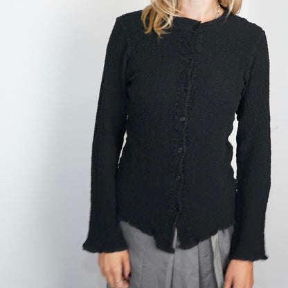 Black Issey Miyake Me crinkle button up shirt