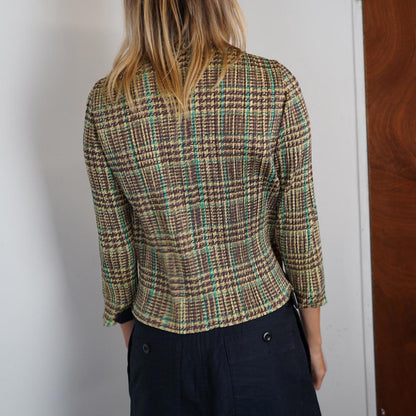 Checked Issey Miyake Pleats Please zip up jacket