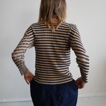 Issey Miyake Pleats Please striped long sleeve top