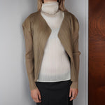 Beige Issey Miyake Pleats Please Cardigan