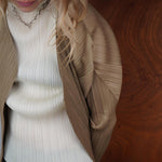 Beige Issey Miyake Pleats Please Cardigan