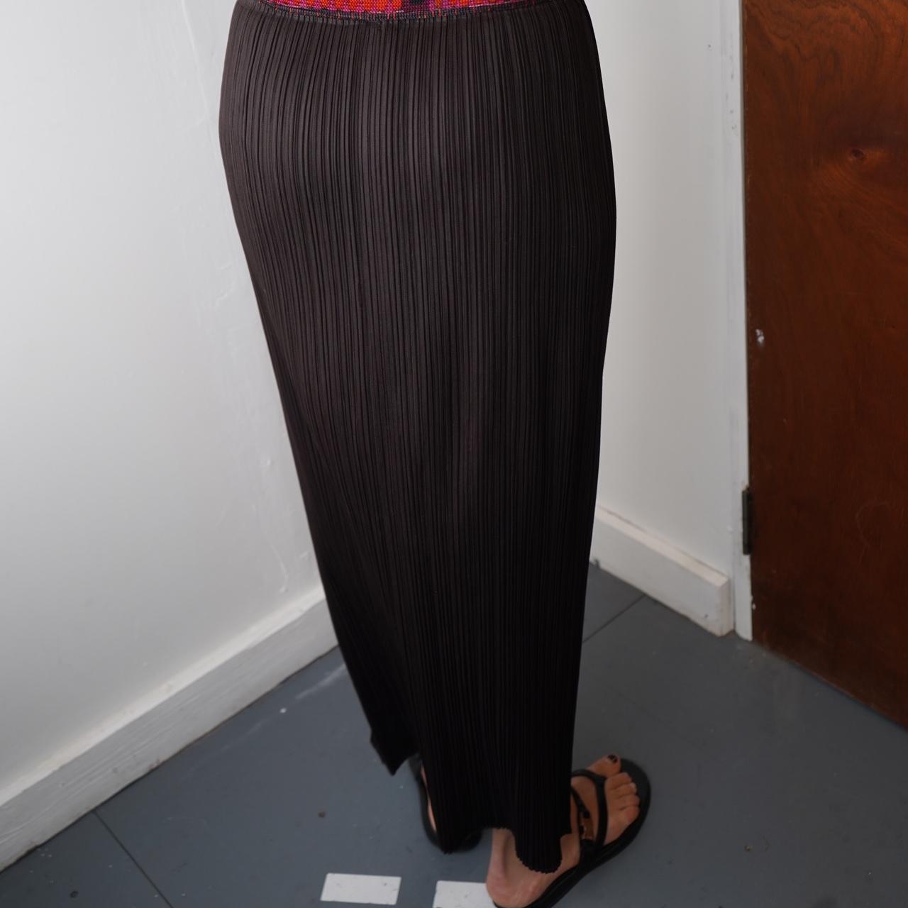 Brown Issey Miyake Pleats Please Maxi Skirt with full length mid zip