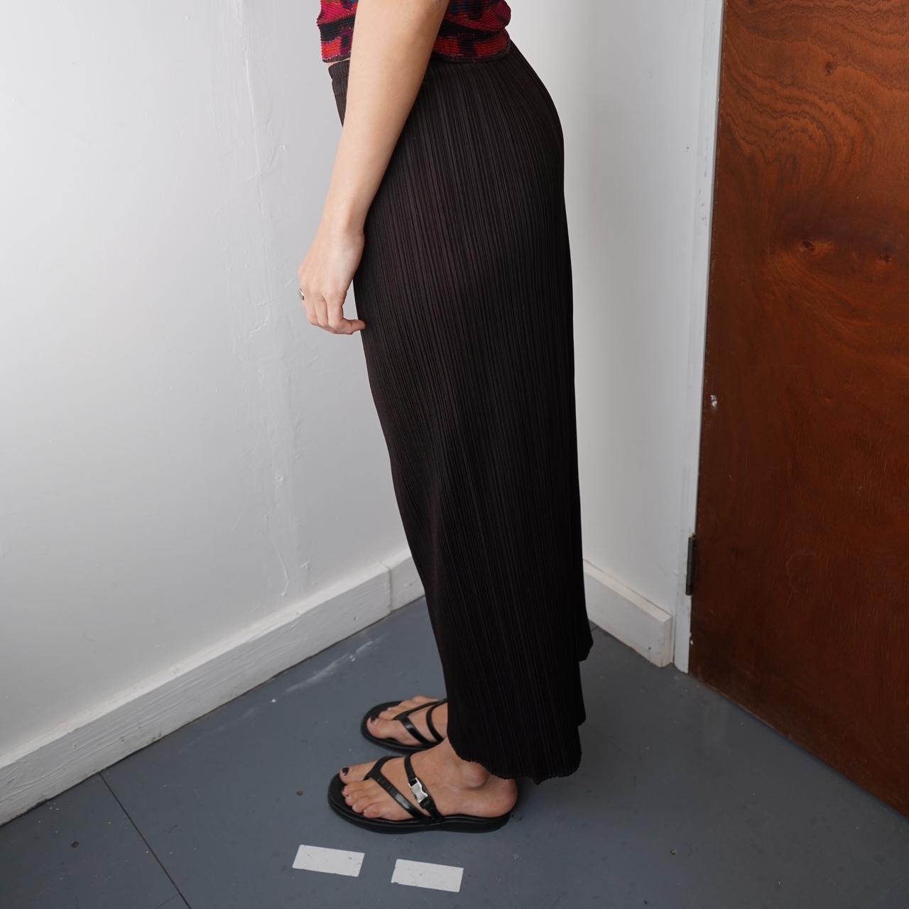 Brown Issey Miyake Pleats Please Maxi Skirt with full length mid zip