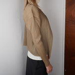 Beige Issey Miyake Pleats Please Cardigan