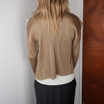 Beige Issey Miyake Pleats Please Cardigan