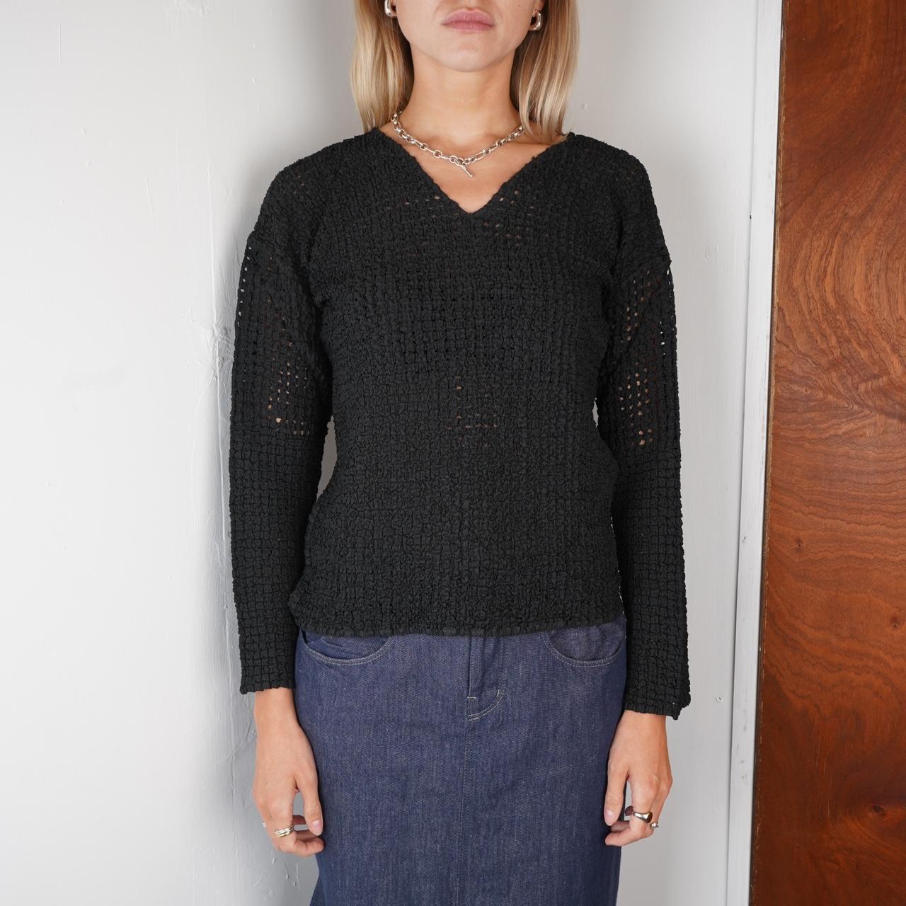 Issey Miyake Pleats Please Textured V Neck Jumper