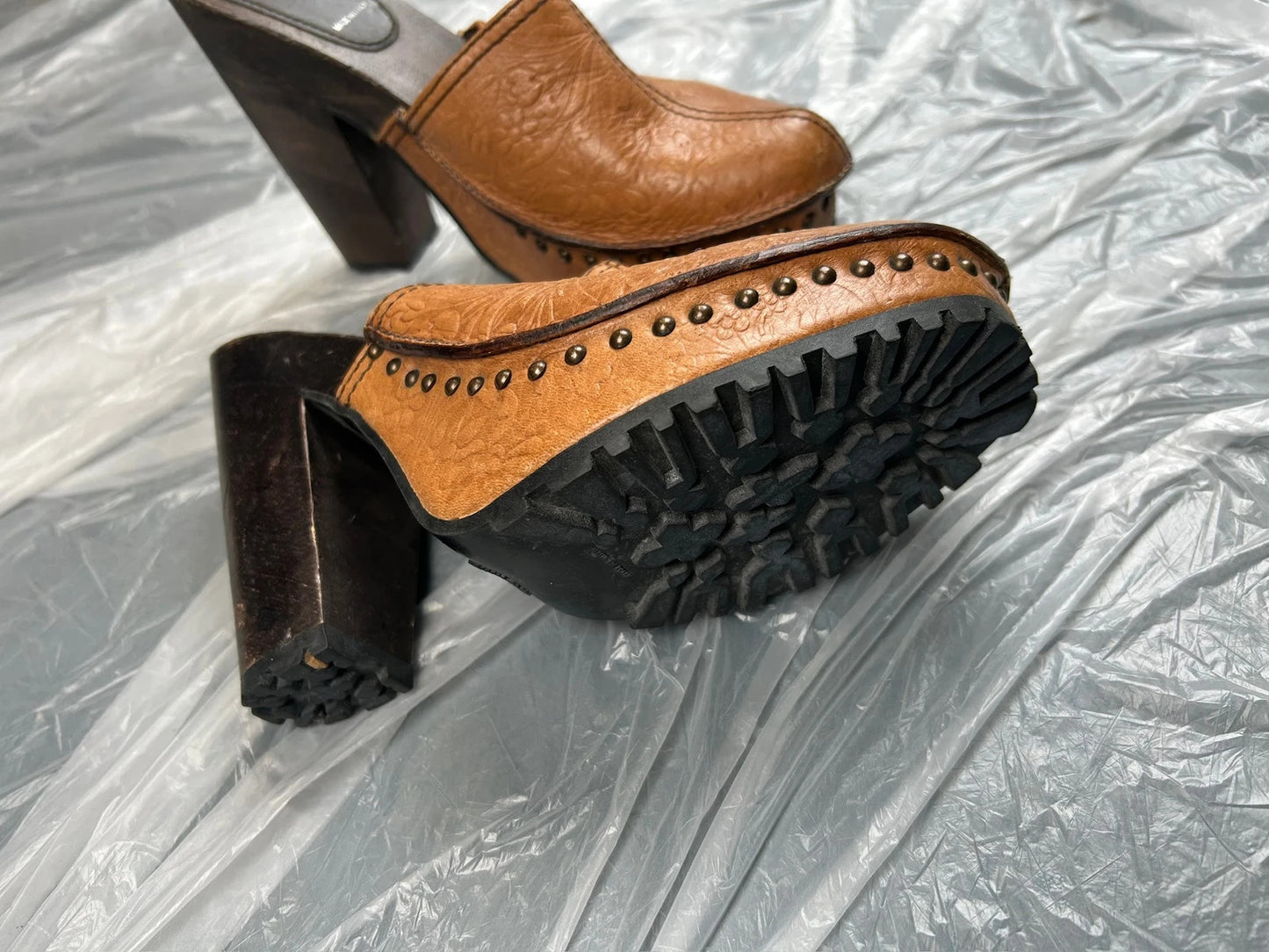 Brown Leather Miu Miu Clogs