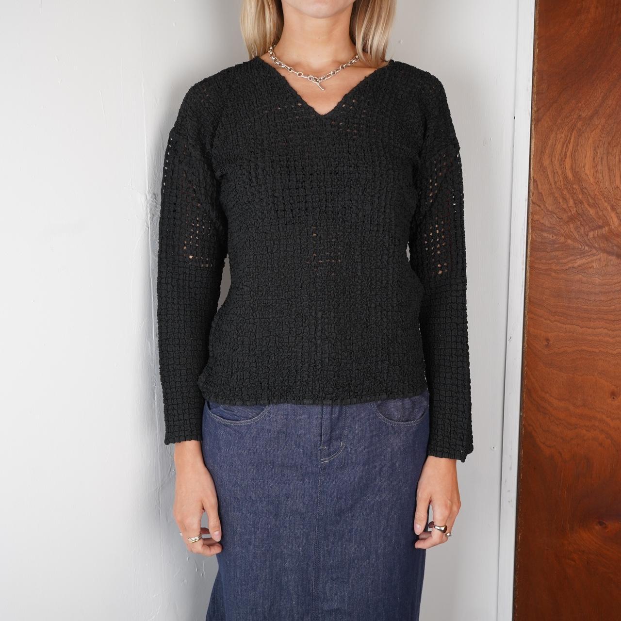 Issey Miyake Pleats Please Textured V Neck Jumper