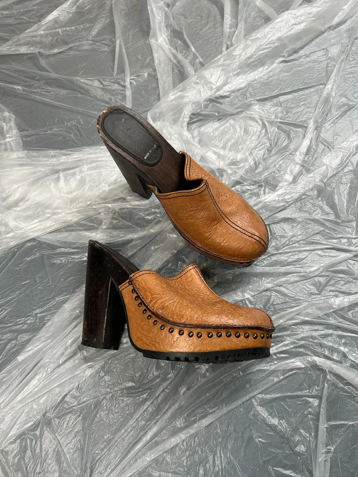 Brown Leather Miu Miu Clogs