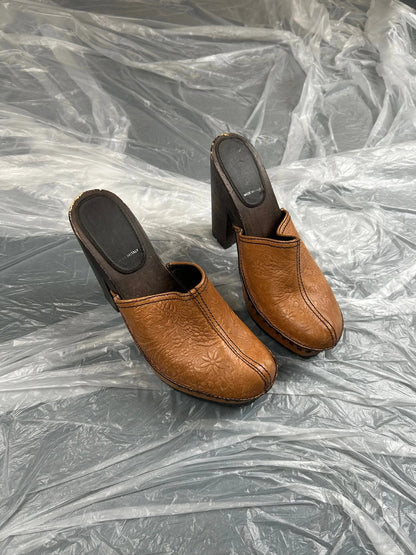 Brown Leather Miu Miu Clogs