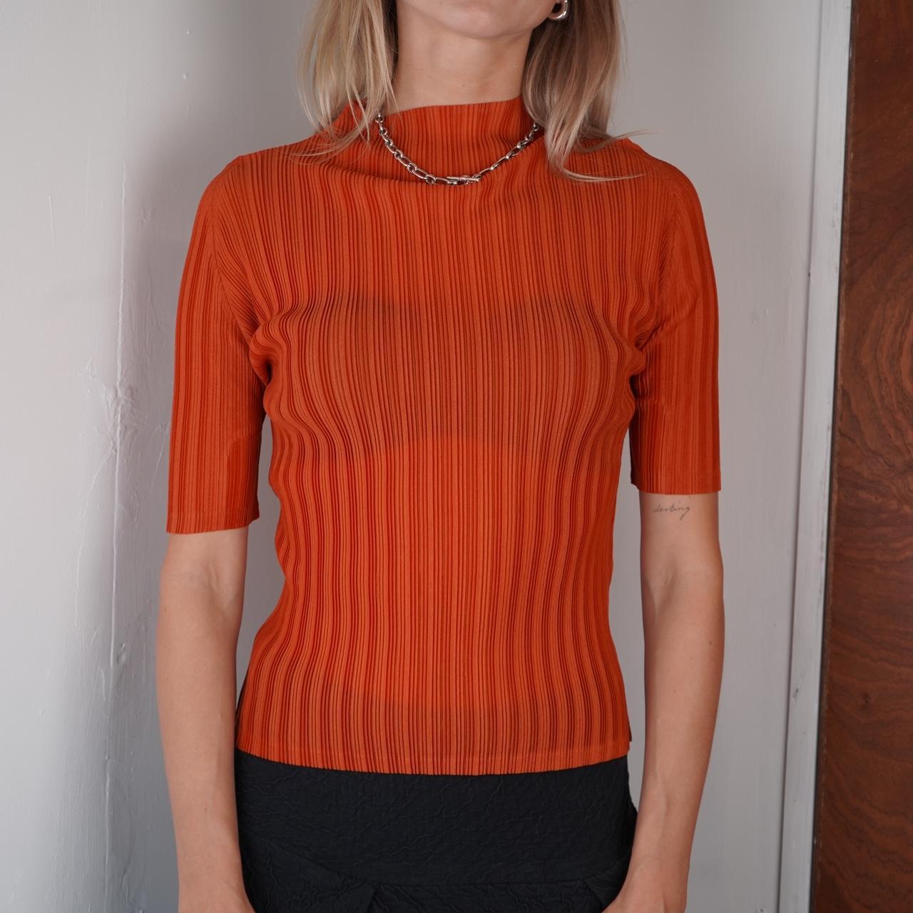 Orange ISSEY MIYAKE Pleats Please High Neck Top