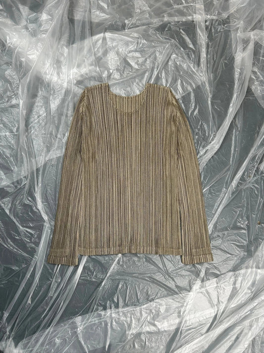 Beige Issey Miyake Pleats Please Long Sleeve top