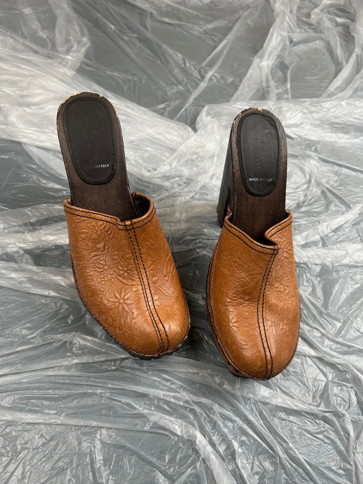 Brown Leather Miu Miu Clogs