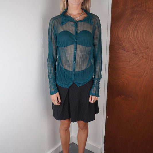 Turquoise Issey Miyake Me Collared Long Sleeve