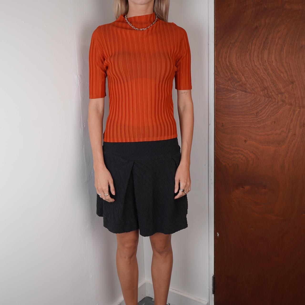 Orange ISSEY MIYAKE Pleats Please High Neck Top