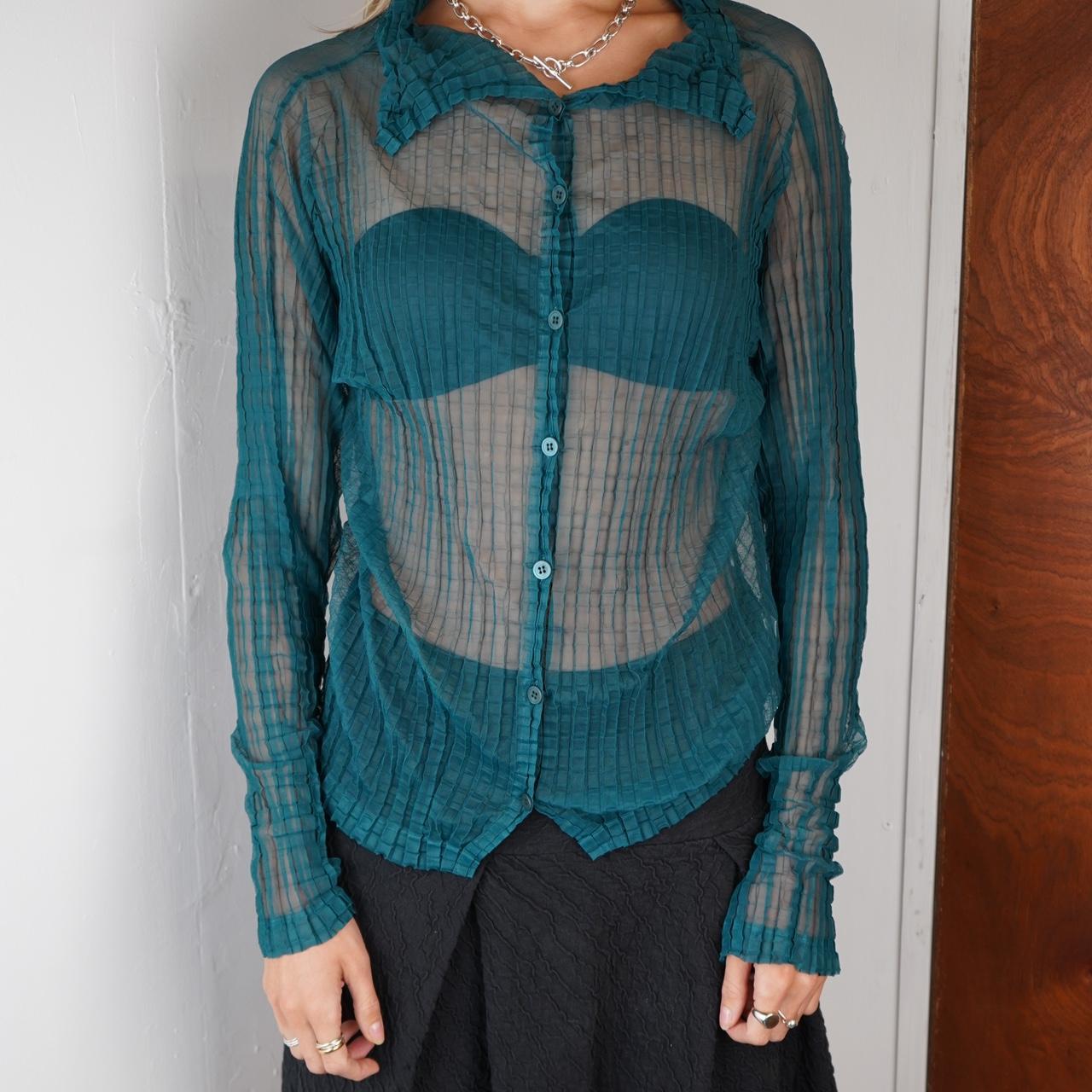 Turquoise Issey Miyake Me Collared Long Sleeve