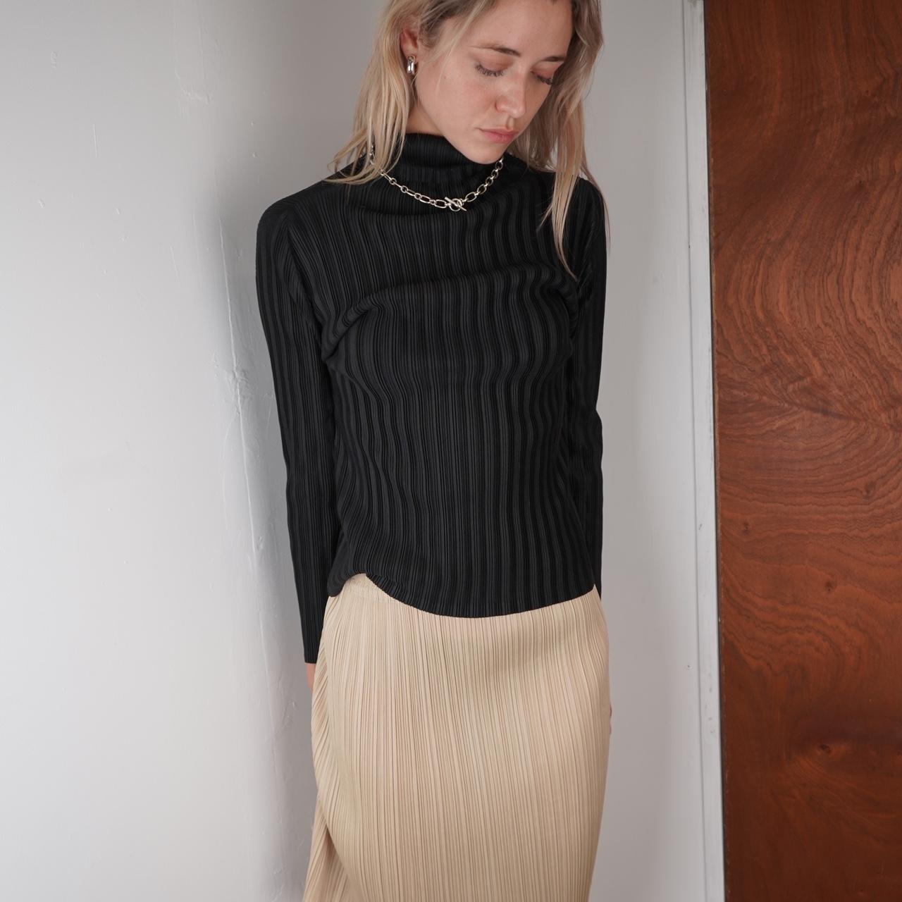 Black Issey Miyake Pleats Please High Neck Top